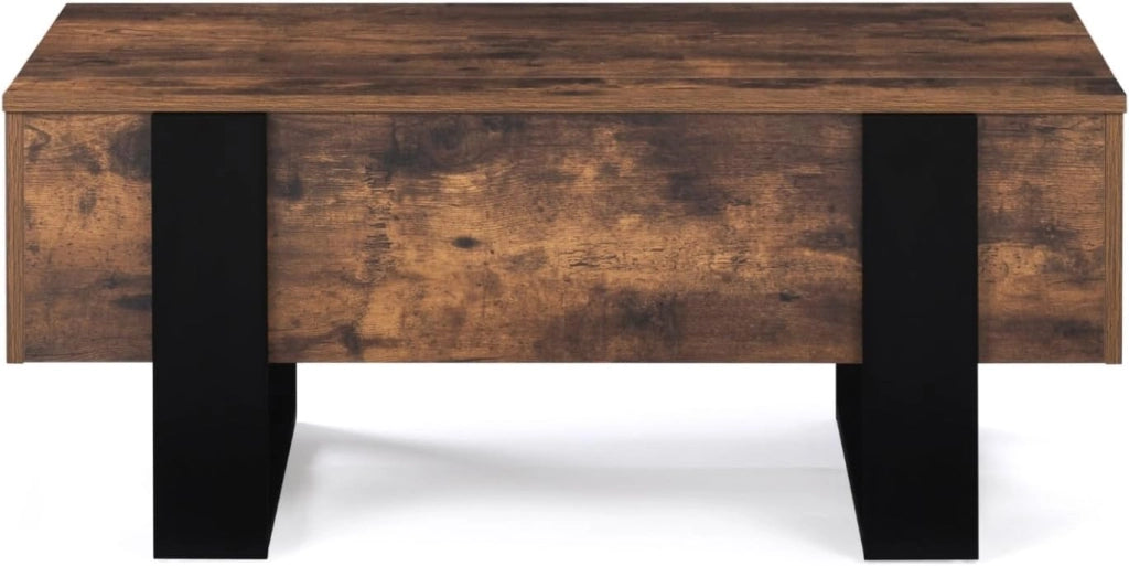 Tavolino con piano sollevabile in legno effetto invecchiato e nero PHOENIX