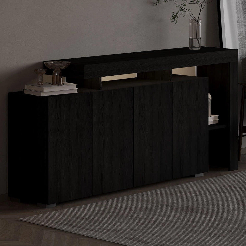 Credenza in legno "Beliz" - 170 x 35 x 80 cm - Legno nero