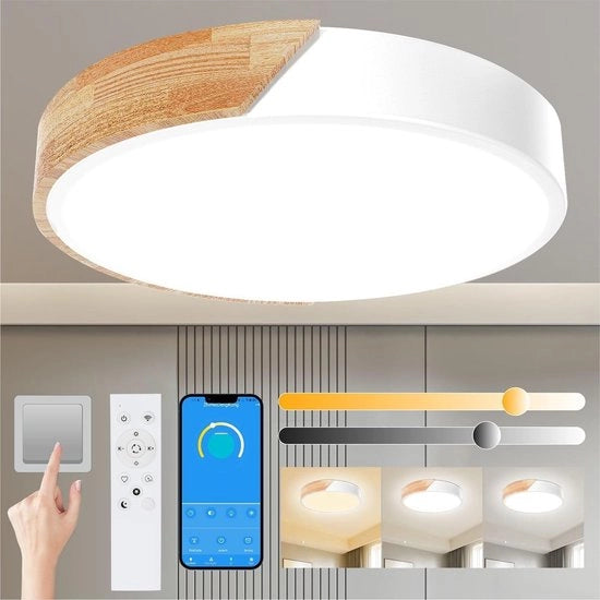 Lampada da soffitto a LED - Economica - in legno di quercia