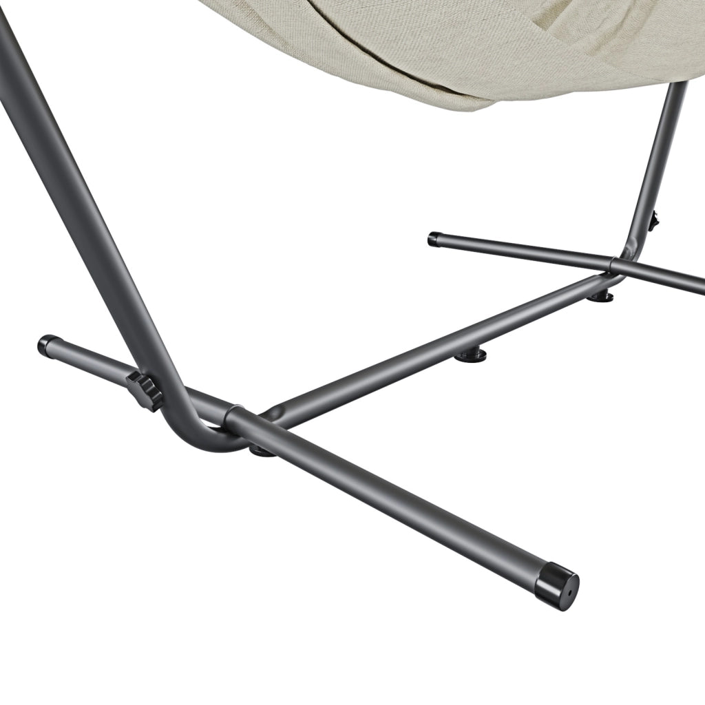 Amaca Da Giardino Con Supporto In Acciaio Portata 200 Kg Altezza Regolabile Telo Cotone Resistente Amaca Brasiliana Esterno Terrazzo Piscina Balcone Con Borsa 265 x 110 x 100 Cm Beige