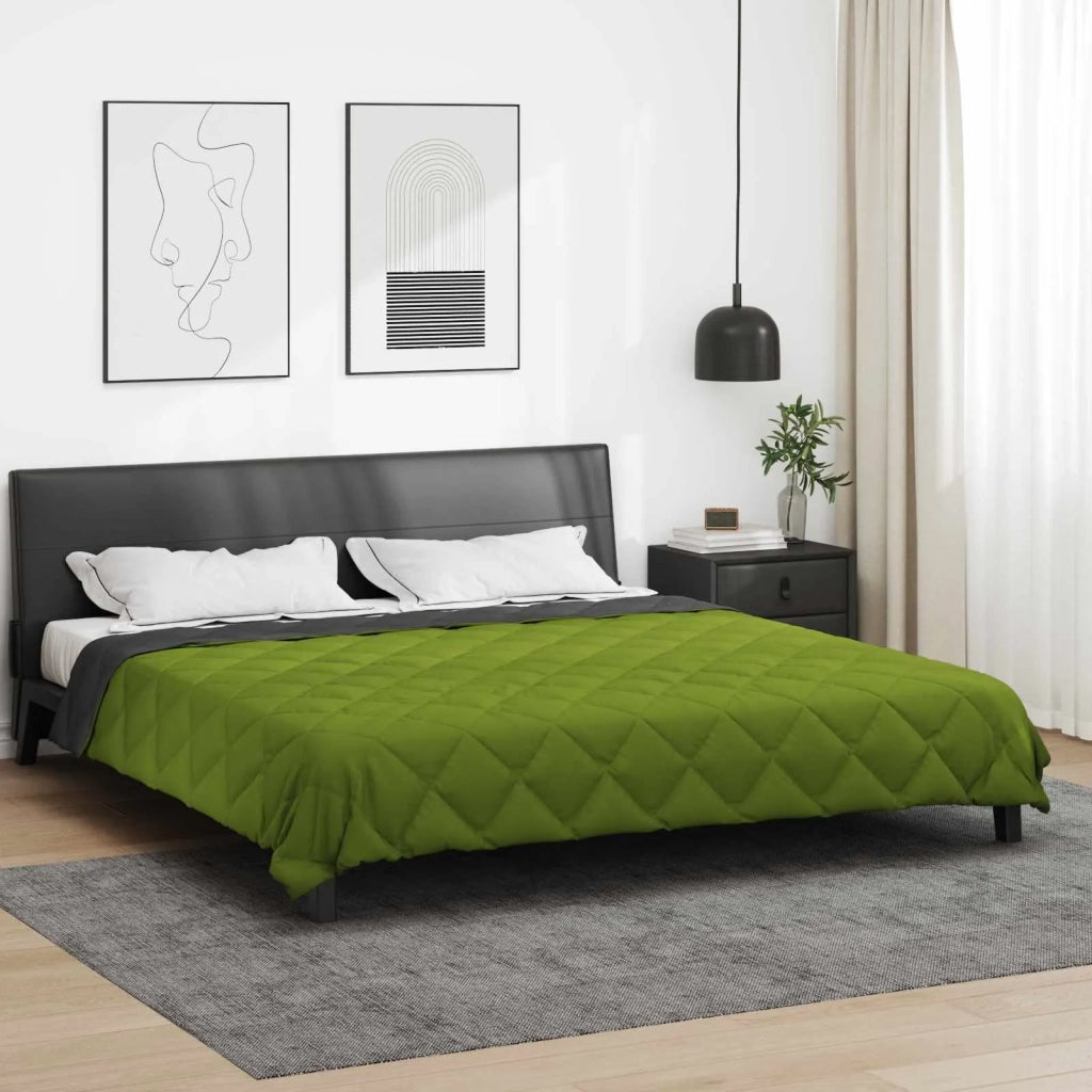 Piumone | Duvet Estivo Verde e Antracite 240 x 200 cm Microfibra