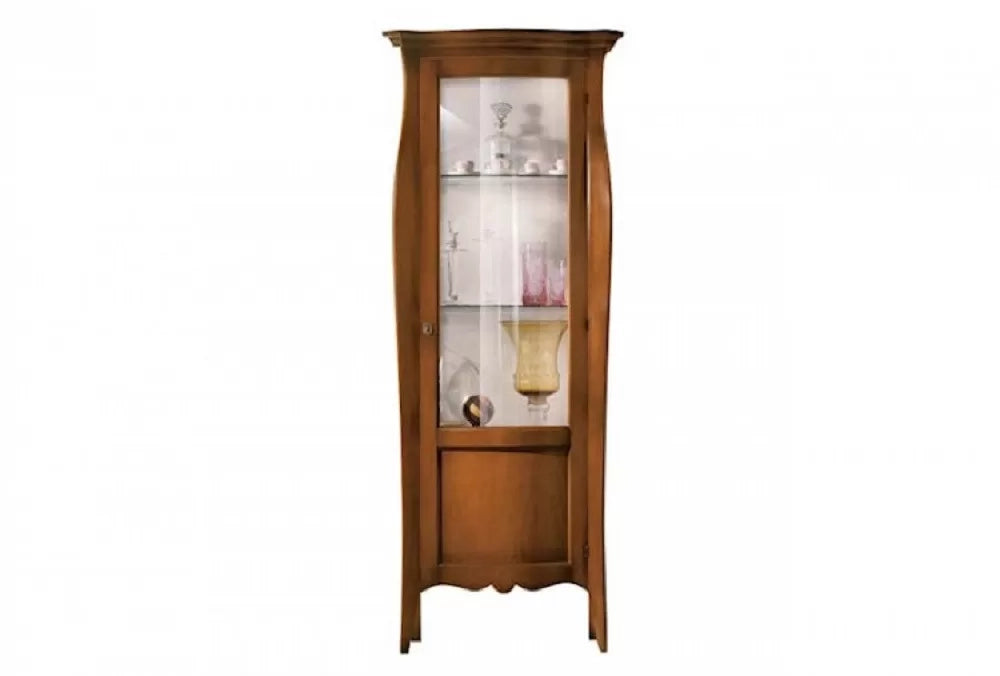 Vetrina in legno arte povera 1 porta tinta noce 78x49x200 - Mobili 2G