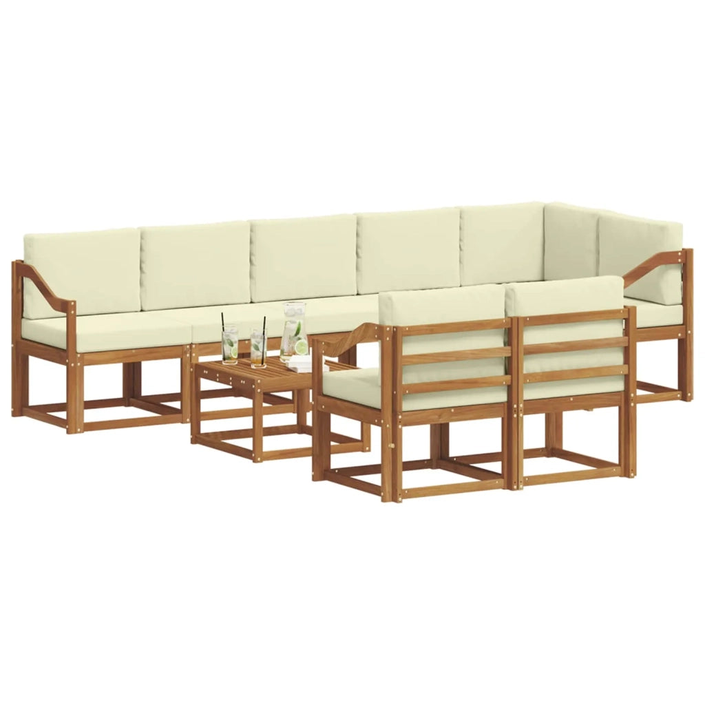 Set di divani da esterno con cuscino 9 pcs Naturale e Crema 3366618
