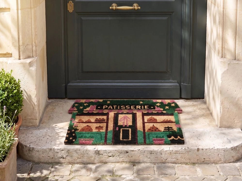 Zerbino di benvenuto in fibra di cocco antiscivolo 40 x 60 cm con retro in PVC stampa “Pattiserie” multicolore