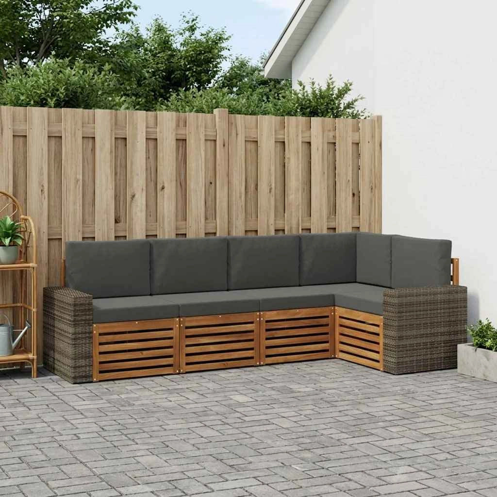 Set di divani da esterno 5 pz Naturale e Antracite Poliestere 3384368
