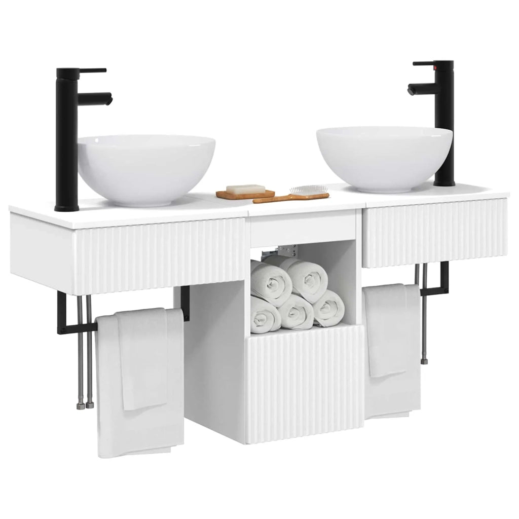 Set di mobili per il bagno 3 pz Bianco Legno ingegnerizzato 3405587