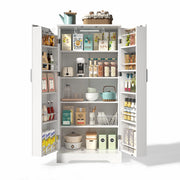 Mobile Dispensa 60x35x128 cm Bianco con LED Sensore; 2 Ante; Ripiani Regolabili e Sistema Antiribaltamento