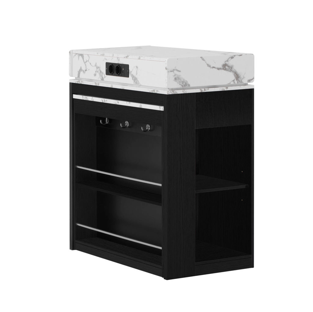 Tavolo allungabile 83x46~146.5x96 cm con piano pieghevole in MDF e vetro nero