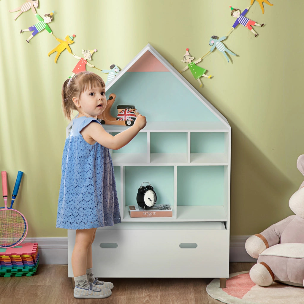 Libreria a cubi per bambini con mensole ¨C zephmum ¨C bianca, azzurra, rosa 82x30x126 cm