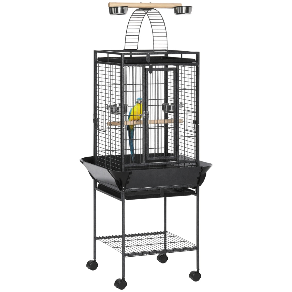 Gabbia per Uccelli con Ruote ¨C Zephmum ¨C Grigio 62.5x62.5x156 cm