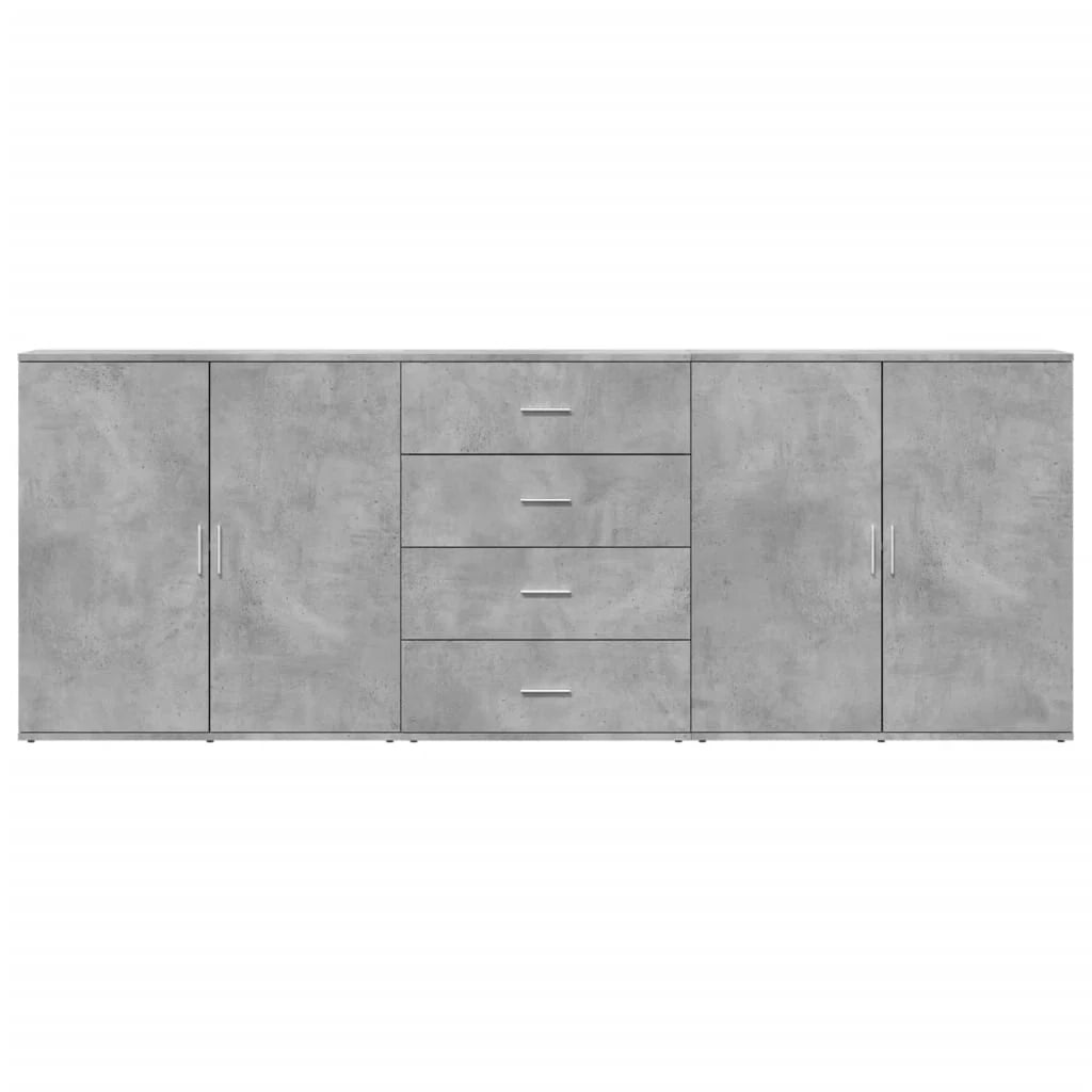 Buffet credenza cassettiera armadio mobile contenitore organizer per cucina soggiorno salotti 3 pezzi legno ingegnerizzato grigio 02_0037138