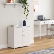 Comò Paarl con 2 Ante e 2 Cassetti 74x79x36 cm - Bianco Lucido [en.casa]