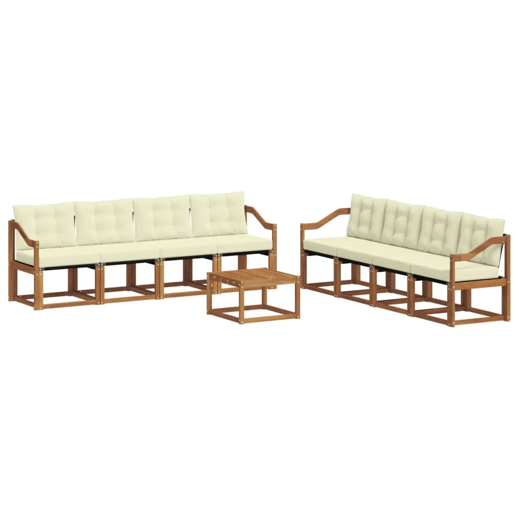 Set di divani da esterno con cuscino 9 pcs Naturale e Crema 3368529