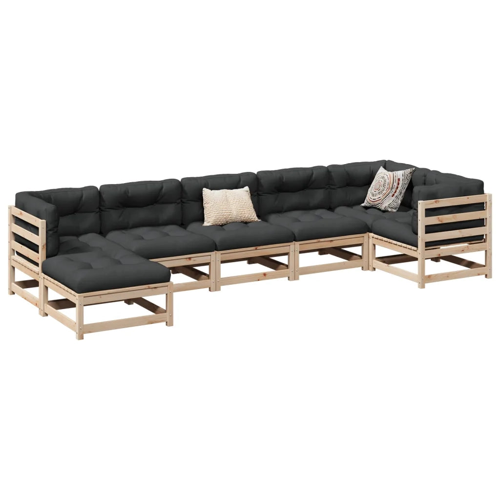 Set Divani da Giardino 7 pz con Cuscini Legno Massello di Pinocod mxl 92630