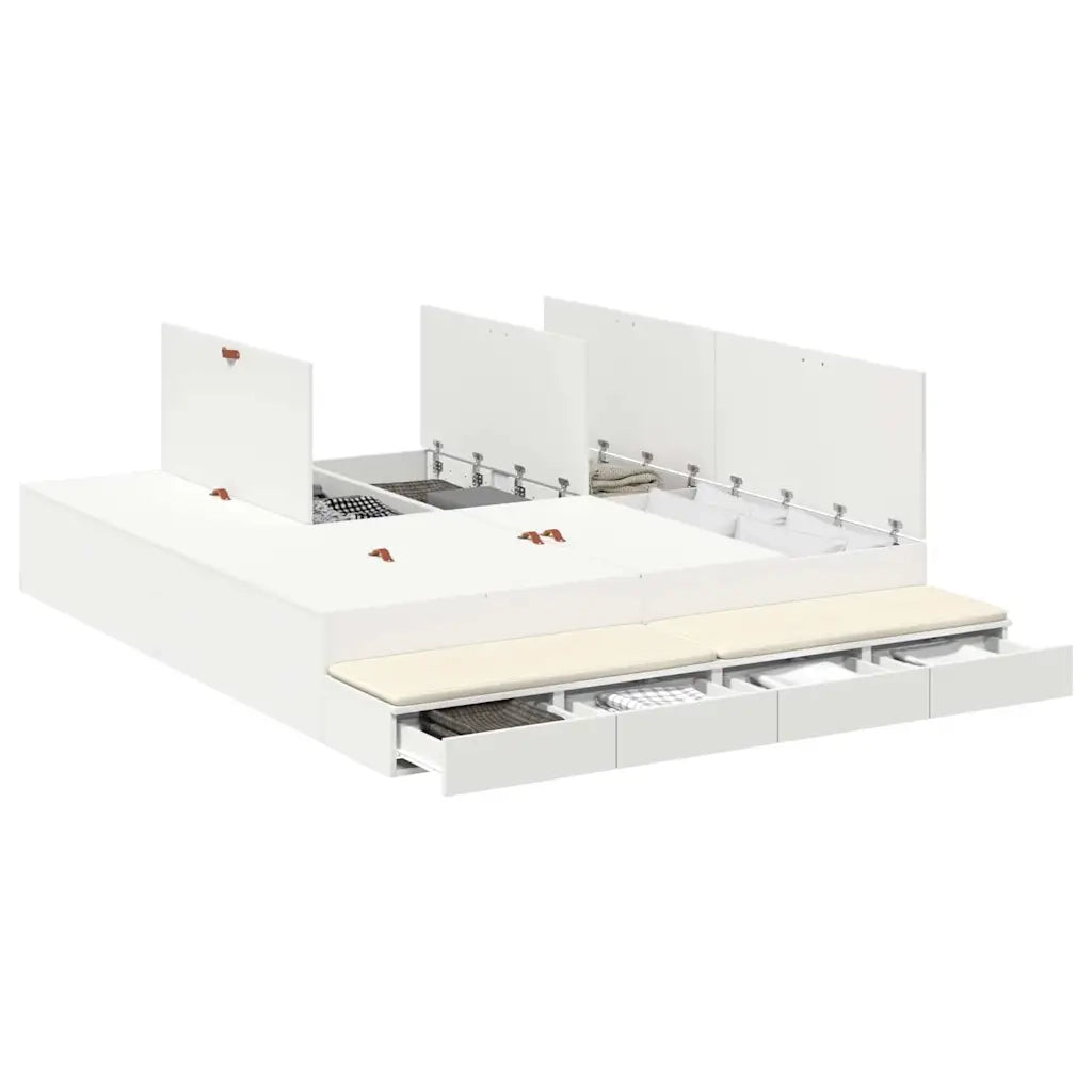 Struttura letto con contenitore Bianco 200 cm Legno multistrato 3335621