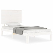 Letto singolo | Letto per adulti | Giroletto senza Materasso Bianco 100x200 cm Legno Massello Pino