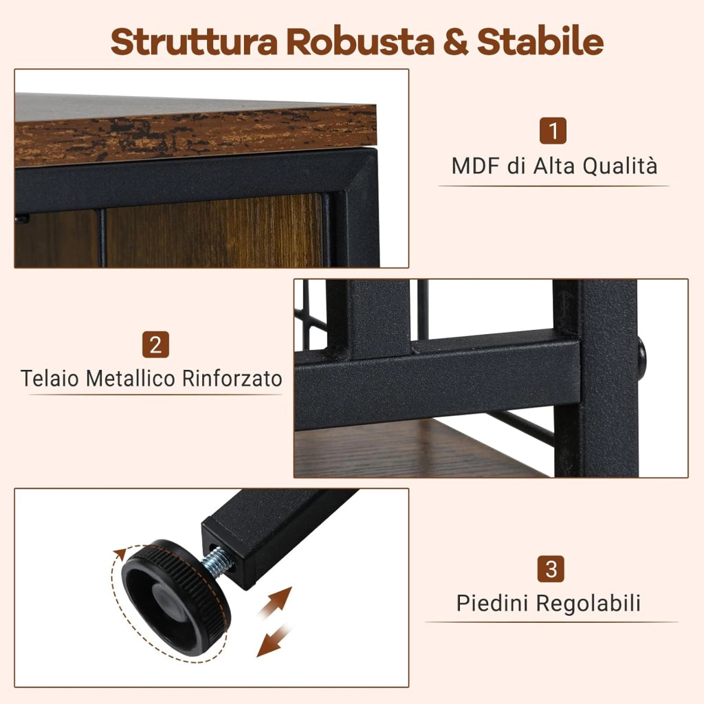 Armadio in Legno per Gatti, Gabbia a più Livelli con Struttura Metallica e Ciotola per Gatti, Armadietto con Porta a Rete Bloccabile, Casetta per gattini da Interno, 60 x 60 x 125 cm