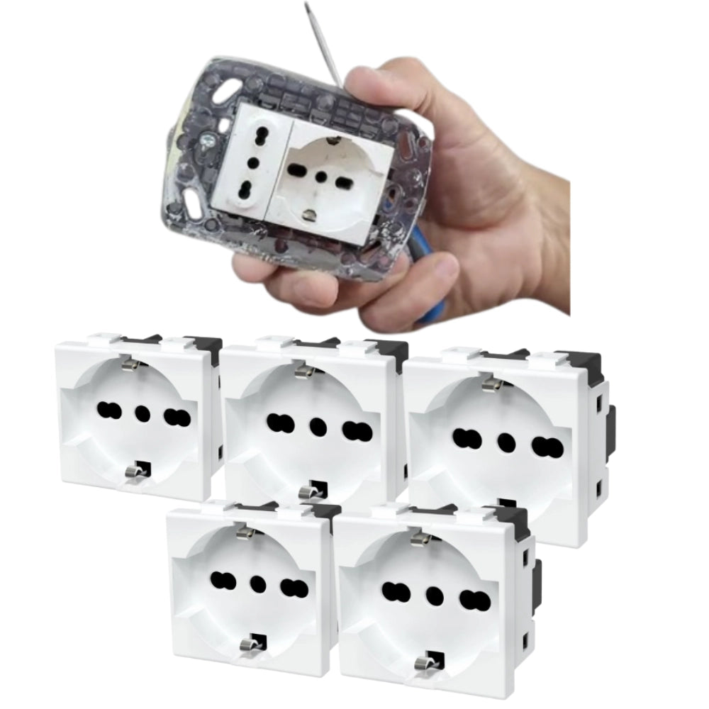 Biesse kit presa bipasso schuko 2p+t 10/16a compatibile con serie bticino matix *** numero pezzi 6, confezione 1