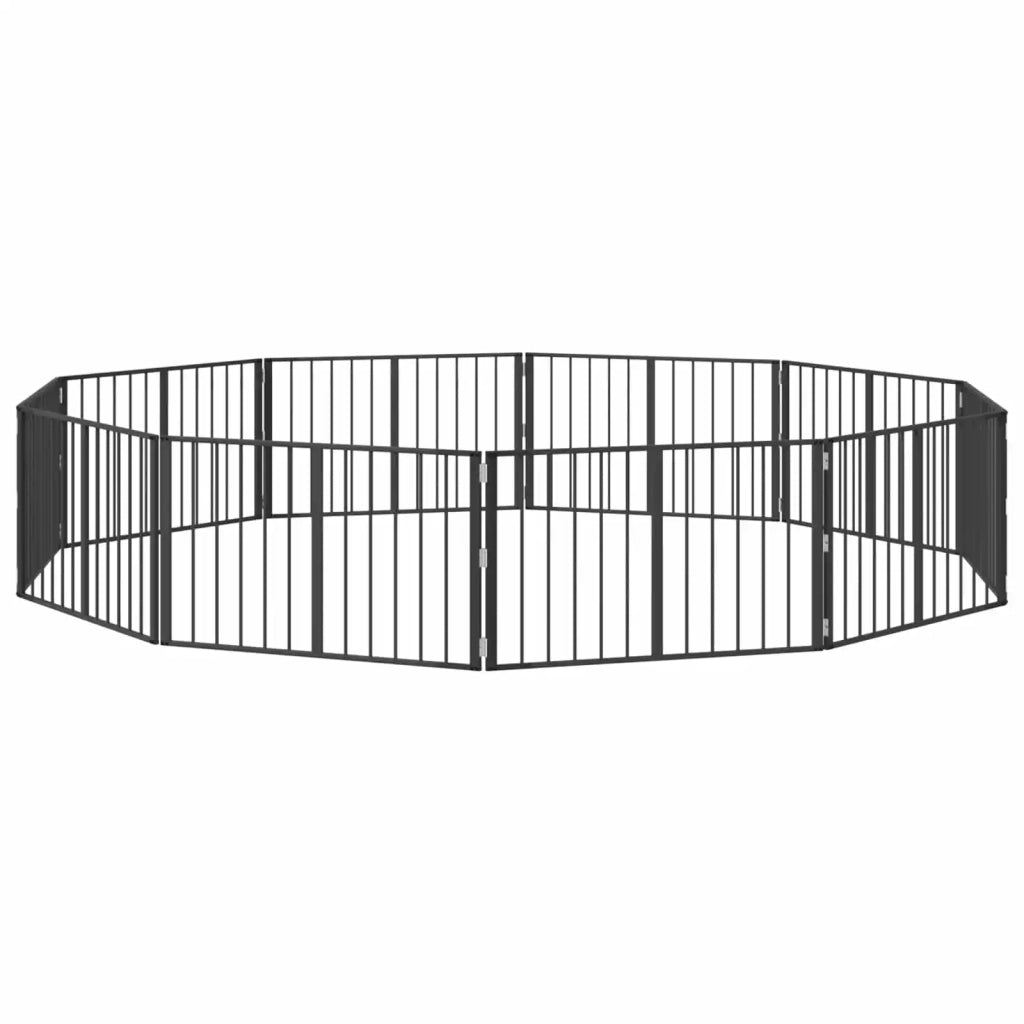 Cancello per cani 10 pcs Nero 100 x 60 cm Acciaio zincato