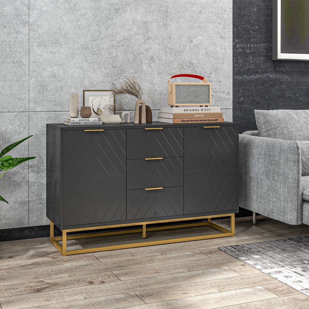 Credenza design ¨C zephmum ¨C nero legno metallo dorato