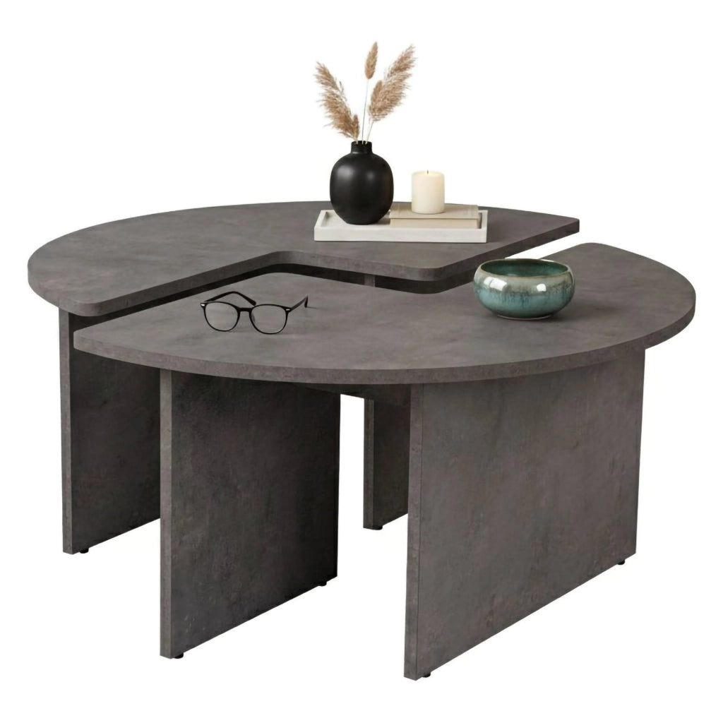 Tavolino da salotto Tairn, Tavolo basso da caffè, Portariviste per divano, Ripiano da soggiorno, 90x90 h41 cm, Grigio
