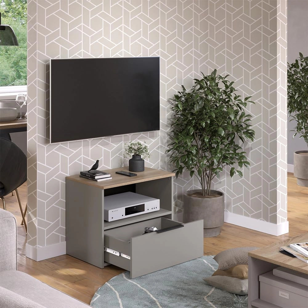Credenza bassa Wido, Greige/Sonoma, 60 x 50 cm con cassetto