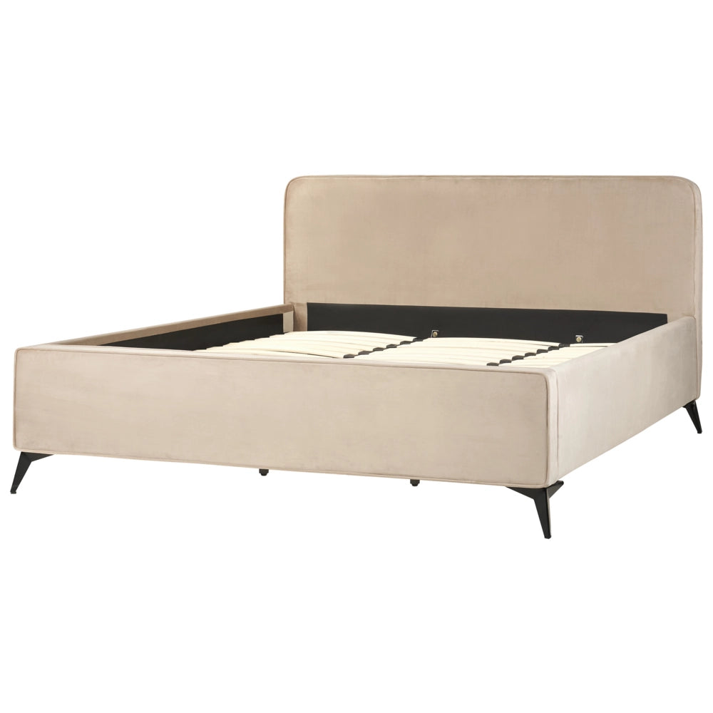 Letto Grigio Talpa in velluto Gambe in metallo nero 180 x 200 cm a doghe Camera da letto Classica Minimalista