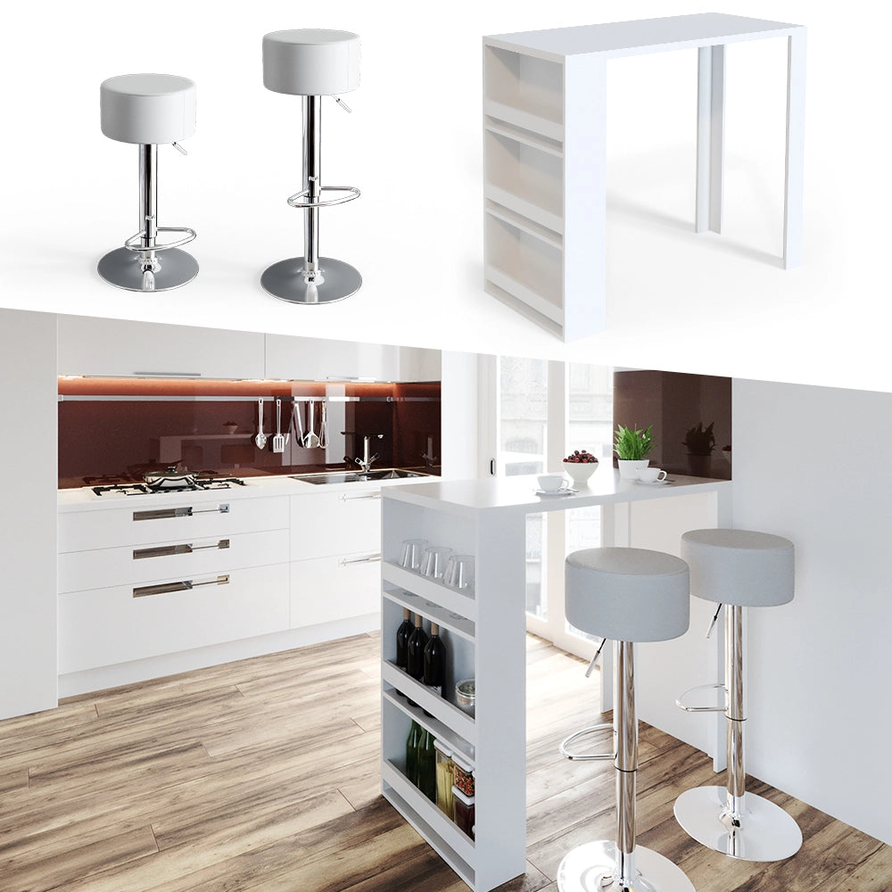 Vicco Tavolo bar con sgabelli Bianco 57 x 117 cm con 2 sgabelli da bar