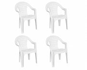 Tressi Set 4 Poltrone Polipropilene 57 x 61,5 x 79 cm con Braccioli Impilabili Bianco