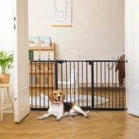 Cancellino per Cani a 3 Estensioni con Larghezza Regolabile fino a 147.5 cm e Chiusura Automatica, Nero
