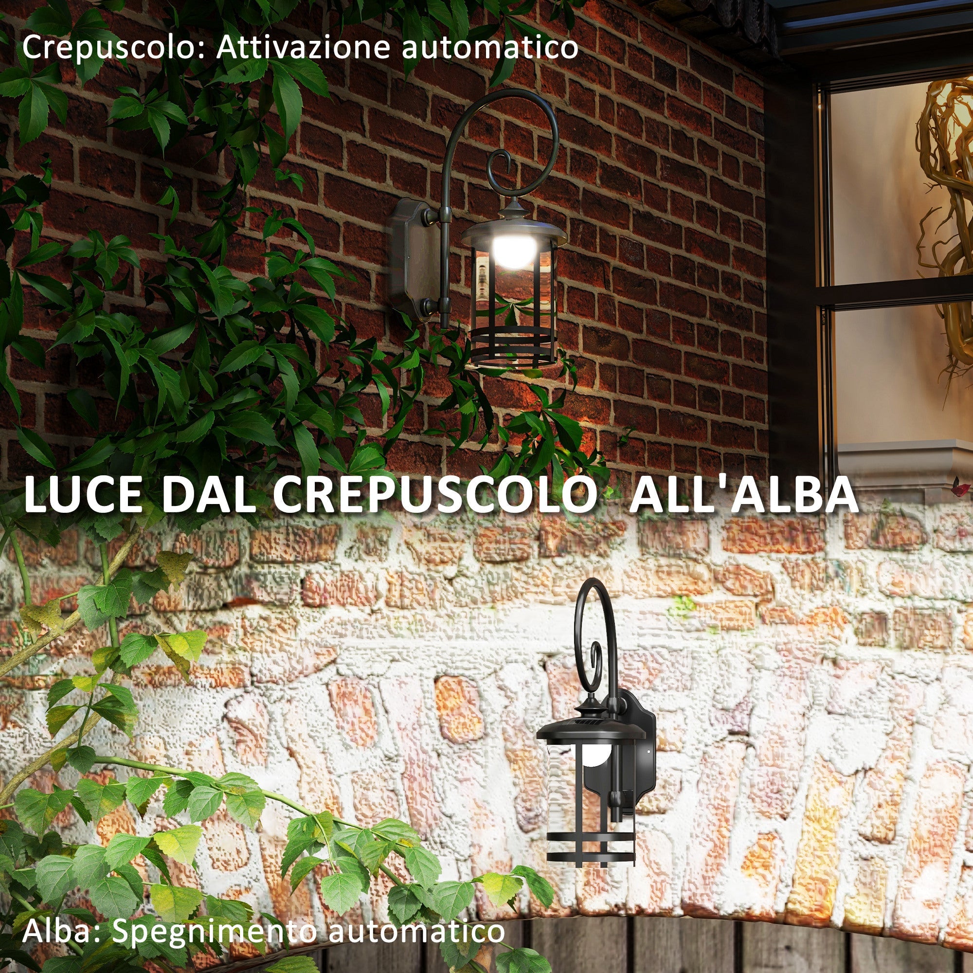 Lampada da Esterno con Pannello Solare 16,5x25,5x41 cm Impermeabile IP44 e Accensione Automatica Nero