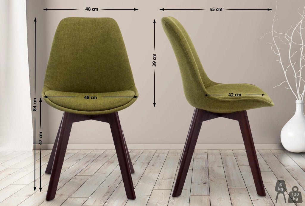 Sedia Borneo Tessuto V2 verde,noce