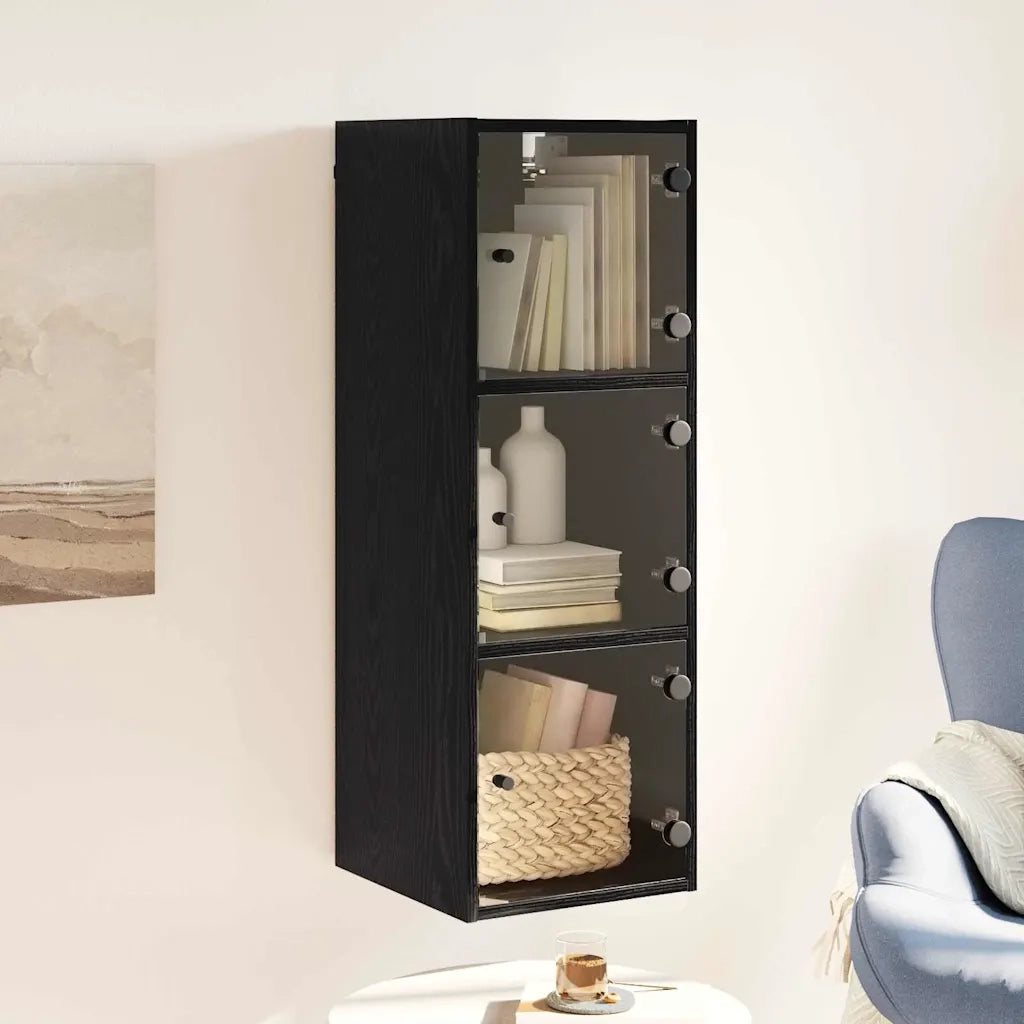 Armadietto a muro Rovere Nero 35 x 37 x 102 cm