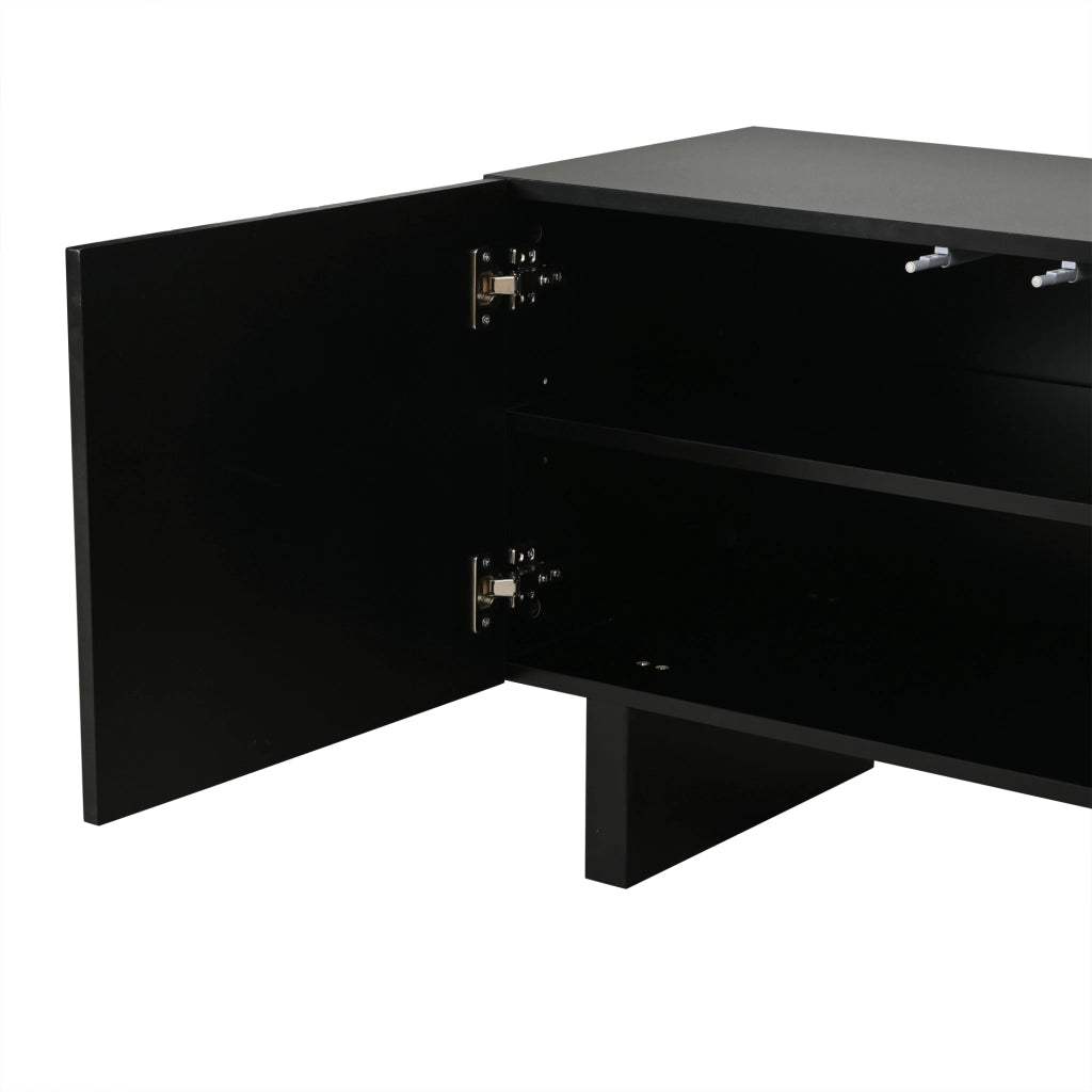Mobile TV ¨C MINIMAL ¨C Nero, Truciolato, 180x40x55, 4 Ante, Soggiorno