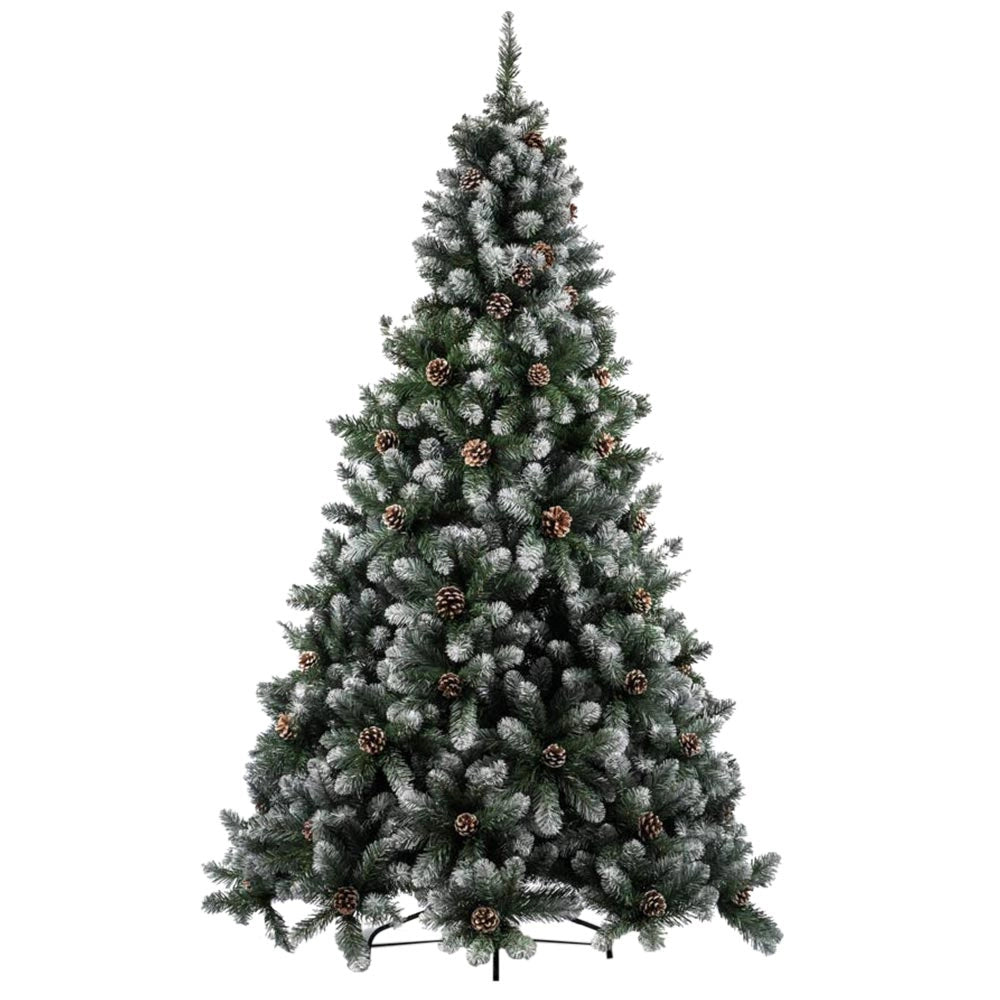 Albero Di Natale Innevato Marilleva 180cm 690 Rami Super Folto con Pigne