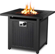 Terrashaard elettronico per esterno - Gashaard con protezione acqua e lavasteen - Dimensioni 76 x 76 cm, altezza 67,5 cm - Modello con bruciatore elettronico e gashaard a gas - Terrashaard con copertura impermeabile