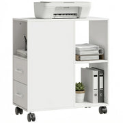 Cassettiera mobile con ruote, scaffale regolabile e scomparto aperto ¨C zephmum ¨C bianco