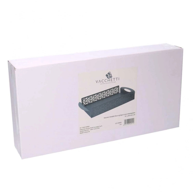 Vassoio metallo frecce grigio rettangolare cm 41x20h6,5