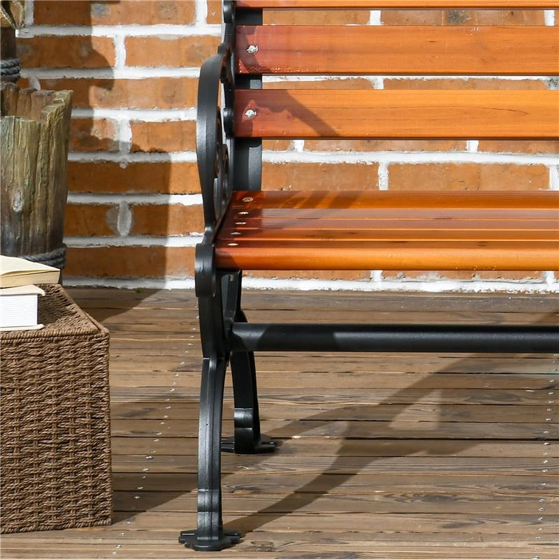 PANCHINA DA GIARDINO 2 POSTI IN ALLUMINIO E LEGNO A DOGHE CON BRACCIOLI, 120X64X79CM, TEAK