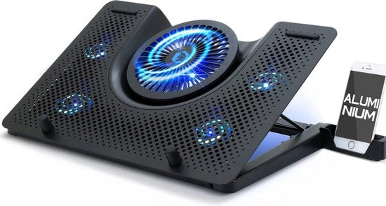 Raffreddatore Portatile per Laptop - 12-17 Pollici - Ergonomico - Silenzioso - Adattabile - Inclusa Porta USB - Illuminazione di Sfondo