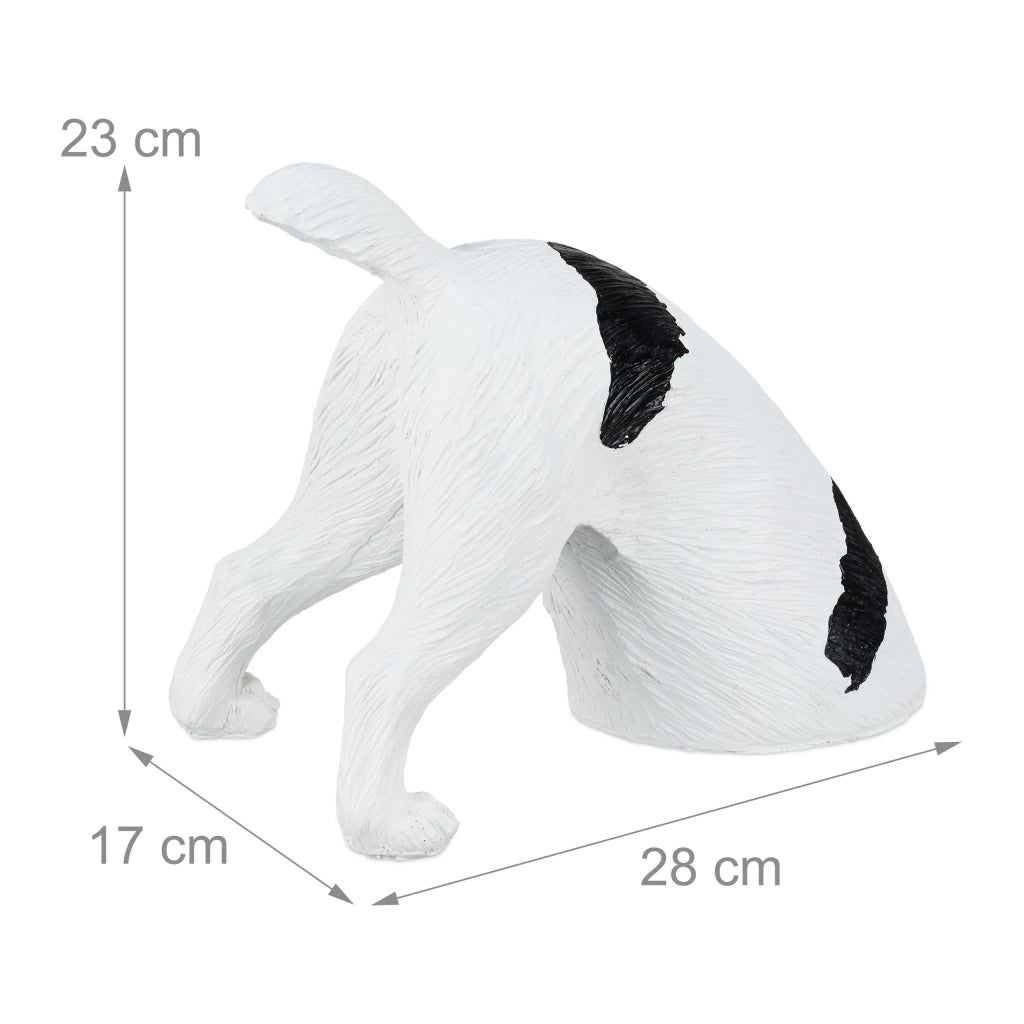 Statua da giardino cane che scavava mezzo cane Jack Russell 40 x 30 x 20 cm decorazione originale in poliresina bianca 13_0015626