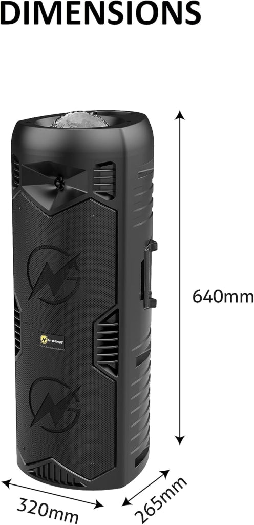 N-Gear LGP-5150 Black altoparlante Bluetooth portatile per party 200 W, sensibilità 87 dB, batteria 7,4 V / 3000 mAh, stereo TWS, luci LED, connessioni USB microSD AUX
