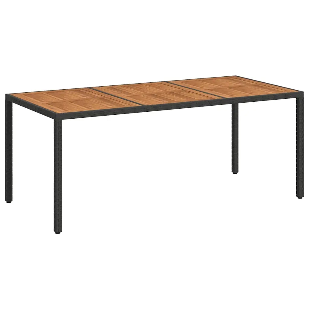 Tavolo da Giardino 190x90x75 cm Polyrattan Legno di Acacia Nero cod mxl 57270