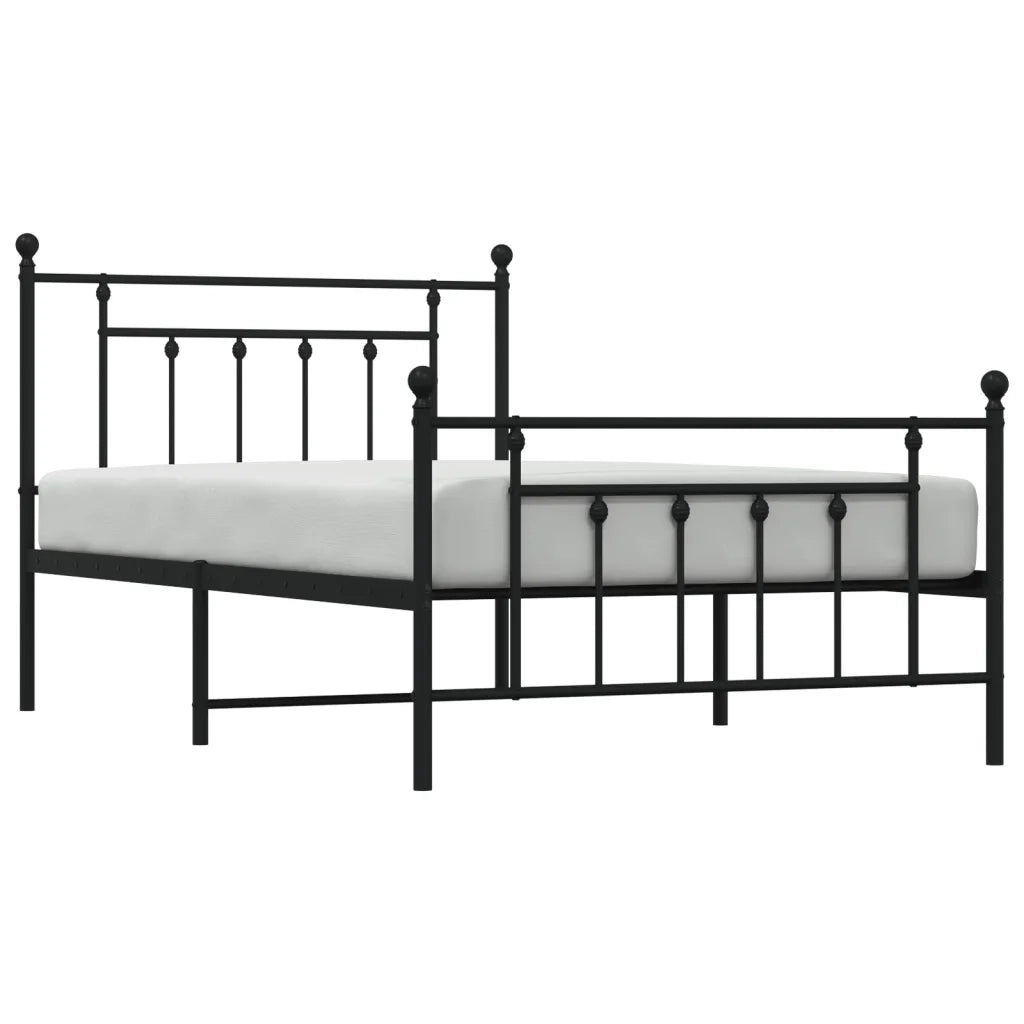 Giroletto con Testiera e Pediera-Struttura Letto Metallo Nero 107x203 cm 635903