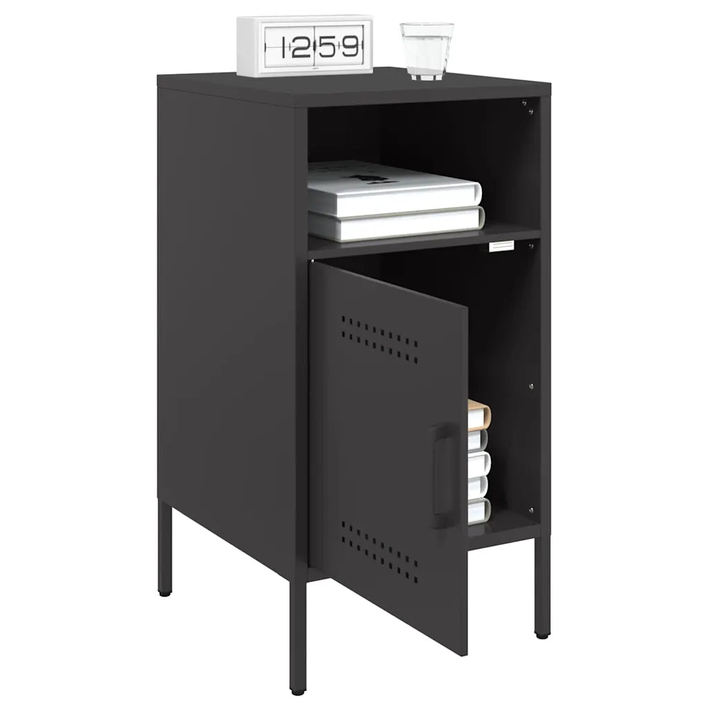 Comodino Nero 36x39x68 cm in Acciaio