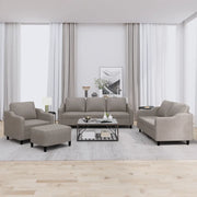 Set di Divani 4 pz con Cuscini Tortora in Tessuto