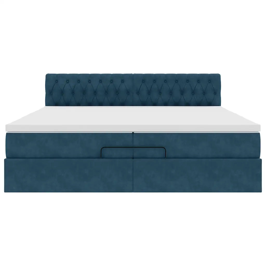 Struttura Letto Pouf con Materasso 200x200 cm in Velluto