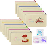 Borsa per materiali DIY, 12 contenitori in stoffa con cerniera, 21 x 12 cm, borsa in canapa per articoli da ufficio e piccoli oggetti