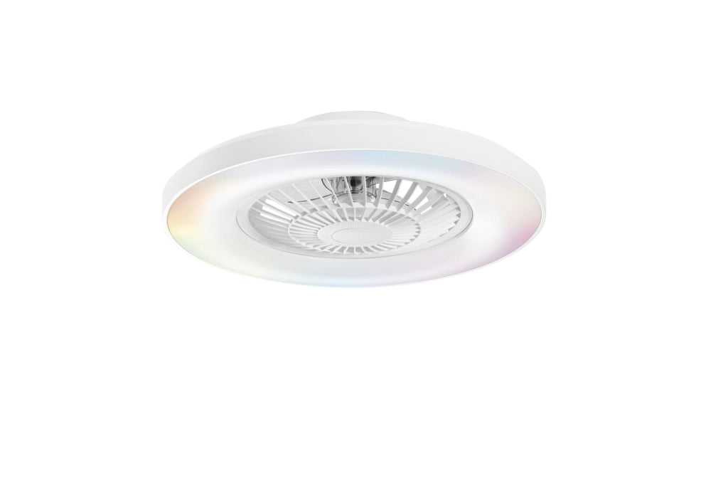 PLAFONIERA LED VENTILATORE GARBIN BIANCO 40W 5500LM CCT DIMMERABILE CON TELECOMANDO RF INCLUSO E SPEAKER BLUETOOTH 15X54,5CM