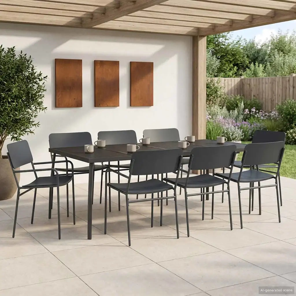 Set da pranzo 7 pz Antracite Acciaio 3422864